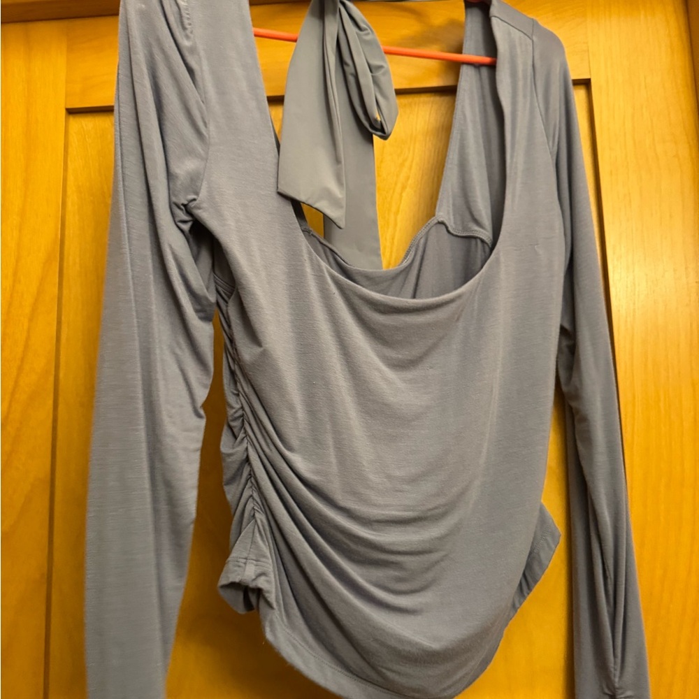 Chic Long Sleeve Women's Blouse in light blue